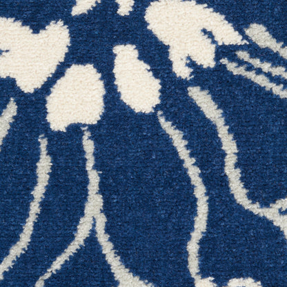 2’ X 3’ Navy And Ivory Floral Scatter Rug