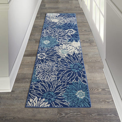 2’ X 3’ Navy And Ivory Floral Scatter Rug