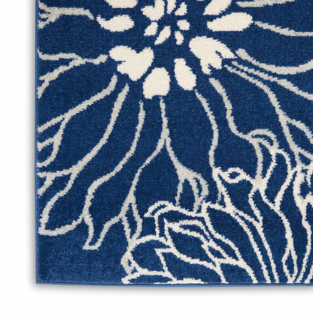 2’ X 3’ Navy And Ivory Floral Scatter Rug
