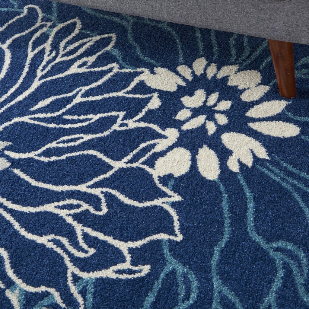 2’ X 3’ Navy And Ivory Floral Scatter Rug