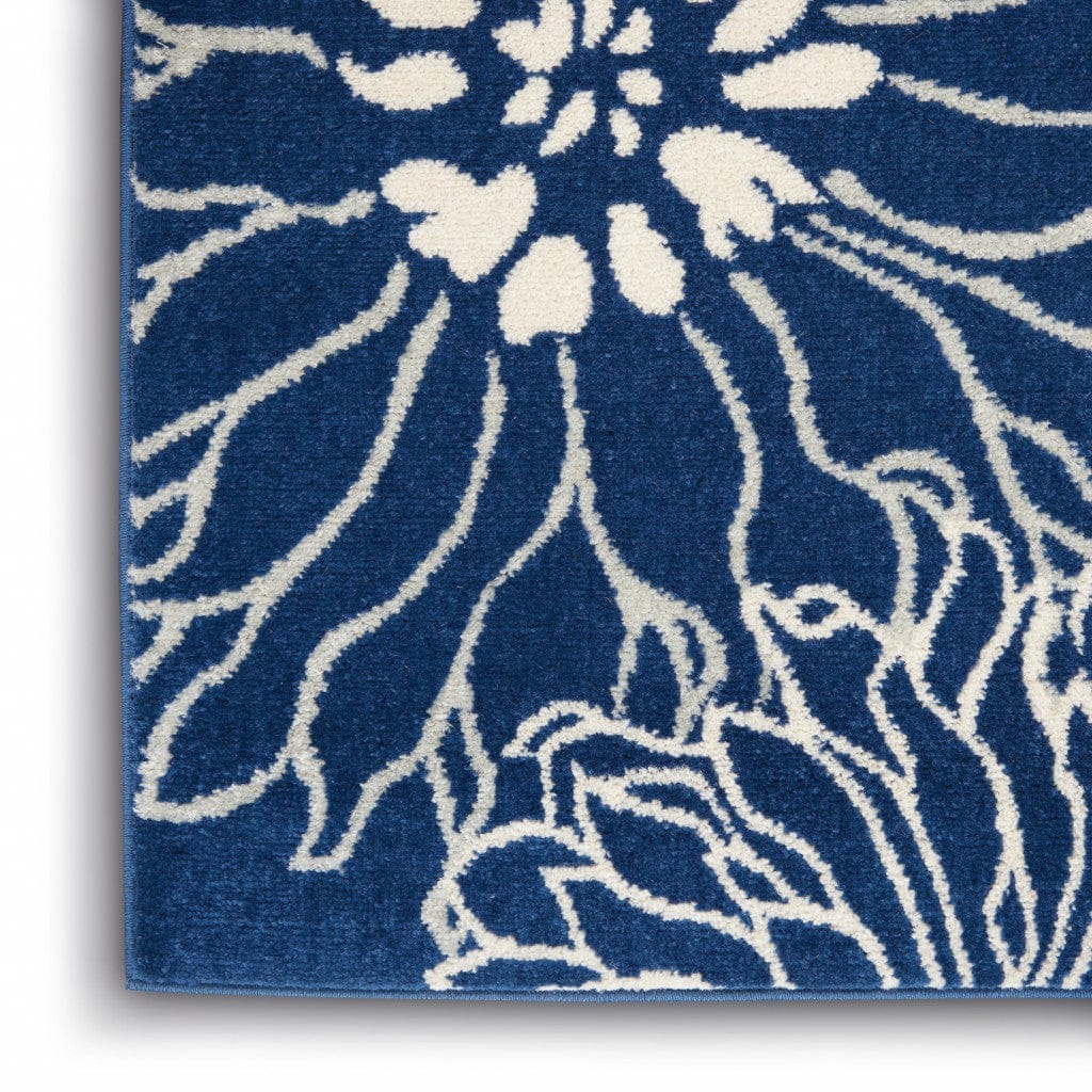 2’ X 3’ Navy And Ivory Floral Scatter Rug