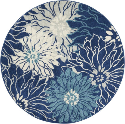 2’ X 3’ Navy And Ivory Floral Scatter Rug