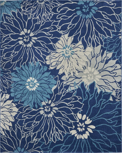 2’ X 3’ Navy And Ivory Floral Scatter Rug