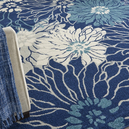 2’ X 3’ Navy And Ivory Floral Scatter Rug