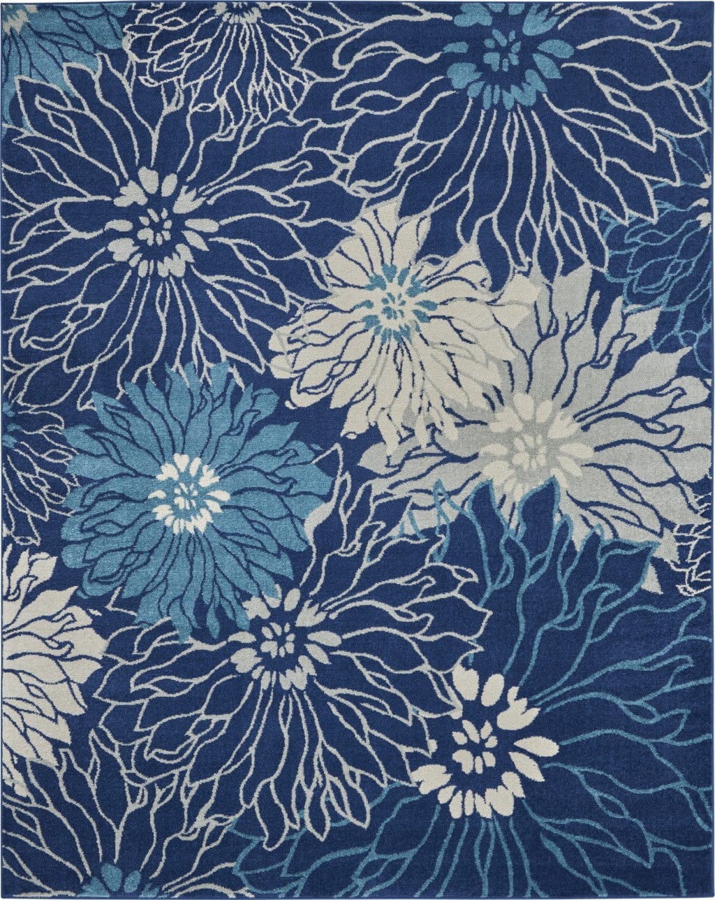 2’ X 3’ Navy And Ivory Floral Scatter Rug