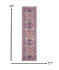 2’ X 6’ Light Gray And Pink Medallion Runner Rug