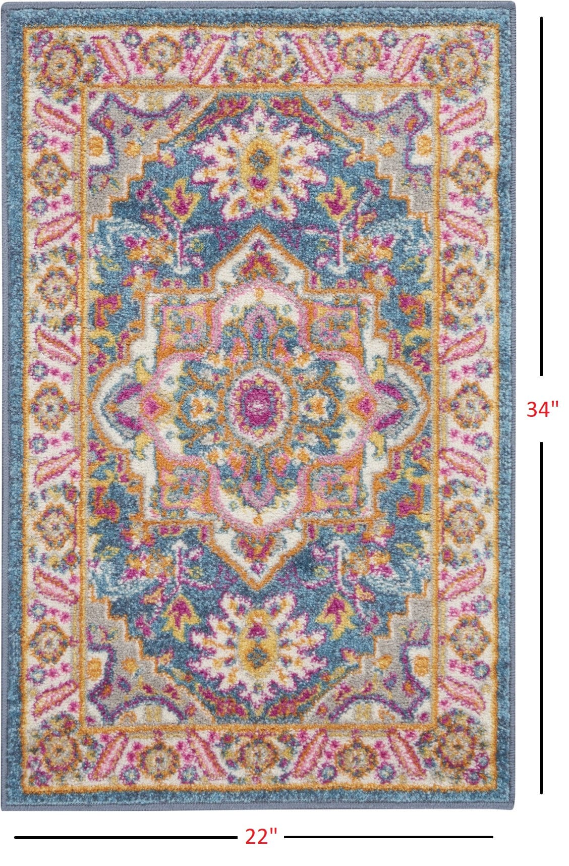 2’ X 3’ Teal And Pink Medallion Scatter Rug