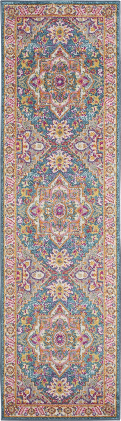 2’ X 3’ Teal And Pink Medallion Scatter Rug