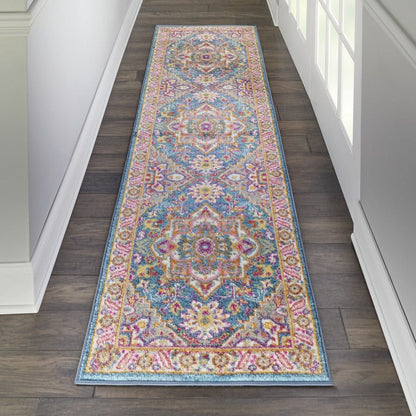 2’ X 3’ Teal And Pink Medallion Scatter Rug