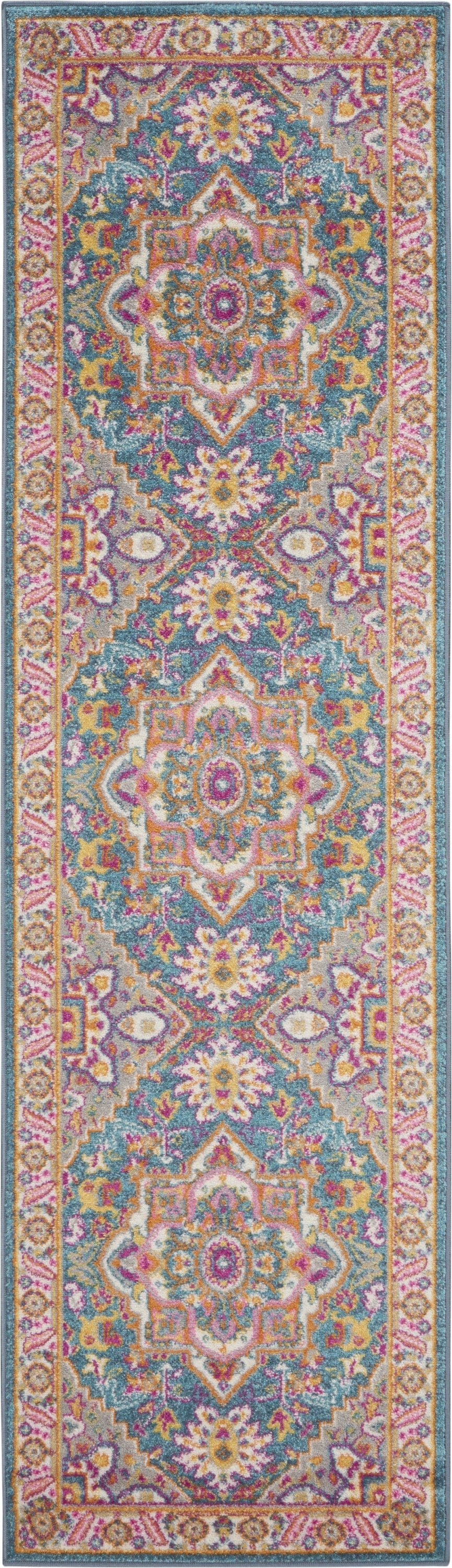 2’ X 3’ Teal And Pink Medallion Scatter Rug