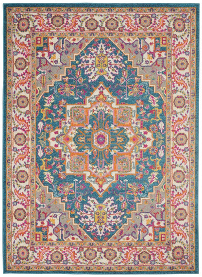 4’ X 6’ Teal And Pink Medallion Area Rug
