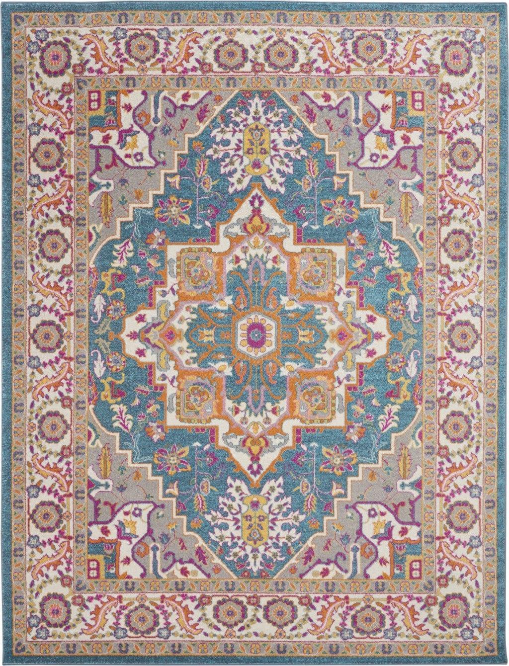4’ X 6’ Teal And Pink Medallion Area Rug