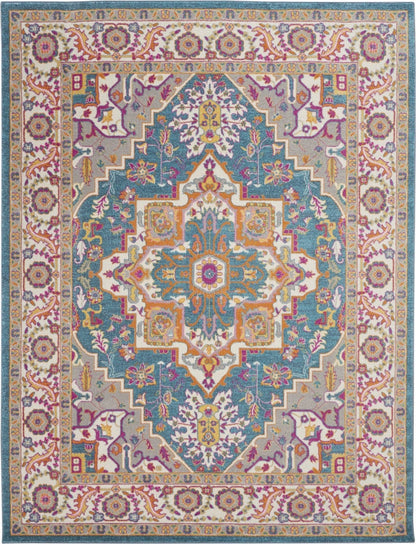 4’ X 6’ Teal And Pink Medallion Area Rug
