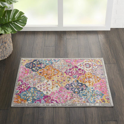 2’ X 3’ Muted Brights Floral Diamond Scatter Rug
