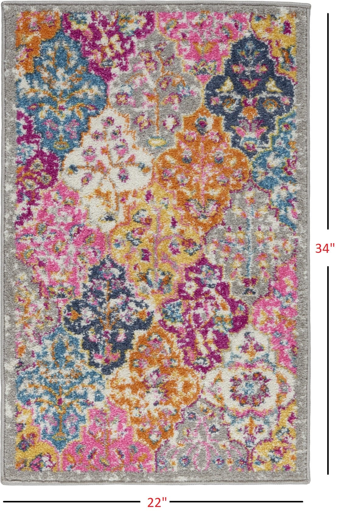 2’ X 3’ Muted Brights Floral Diamond Scatter Rug