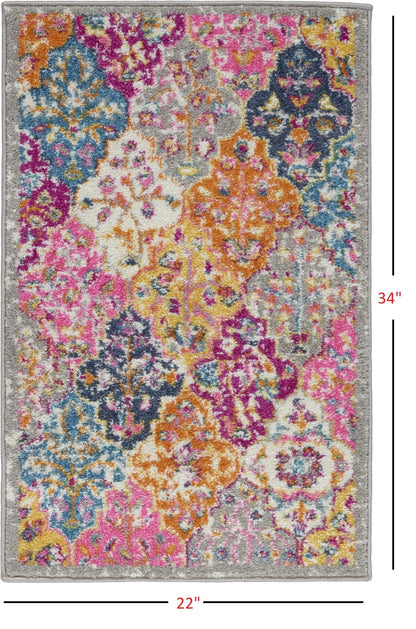 2’ X 3’ Muted Brights Floral Diamond Scatter Rug