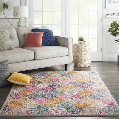 2’ X 3’ Muted Brights Floral Diamond Scatter Rug