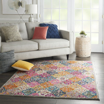 2’ X 3’ Muted Brights Floral Diamond Scatter Rug
