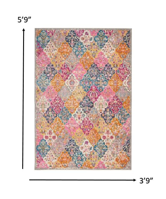 2’ X 3’ Muted Brights Floral Diamond Scatter Rug