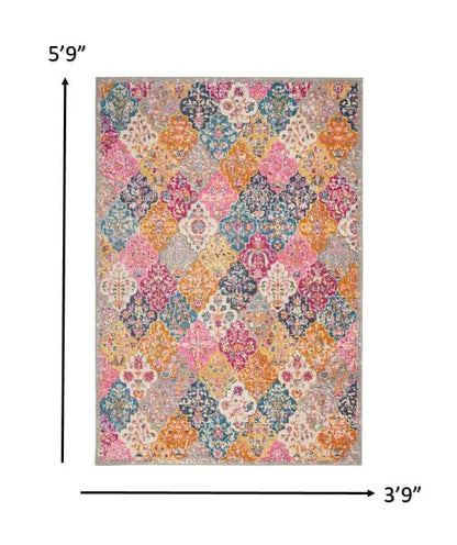 2’ X 3’ Muted Brights Floral Diamond Scatter Rug