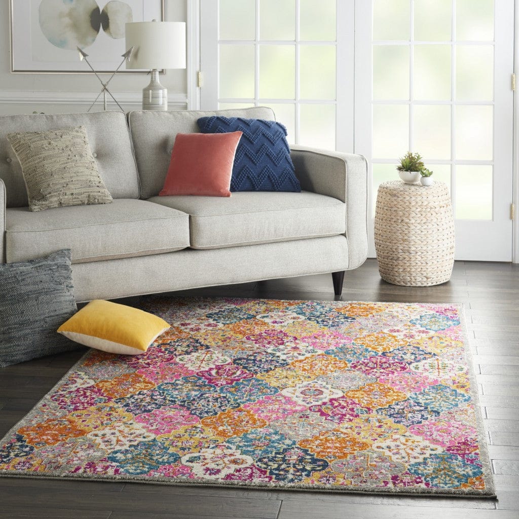 2’ X 3’ Muted Brights Floral Diamond Scatter Rug