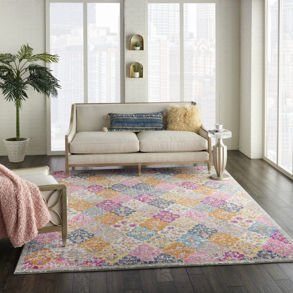 2’ X 3’ Muted Brights Floral Diamond Scatter Rug