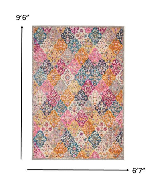 2’ X 3’ Muted Brights Floral Diamond Scatter Rug