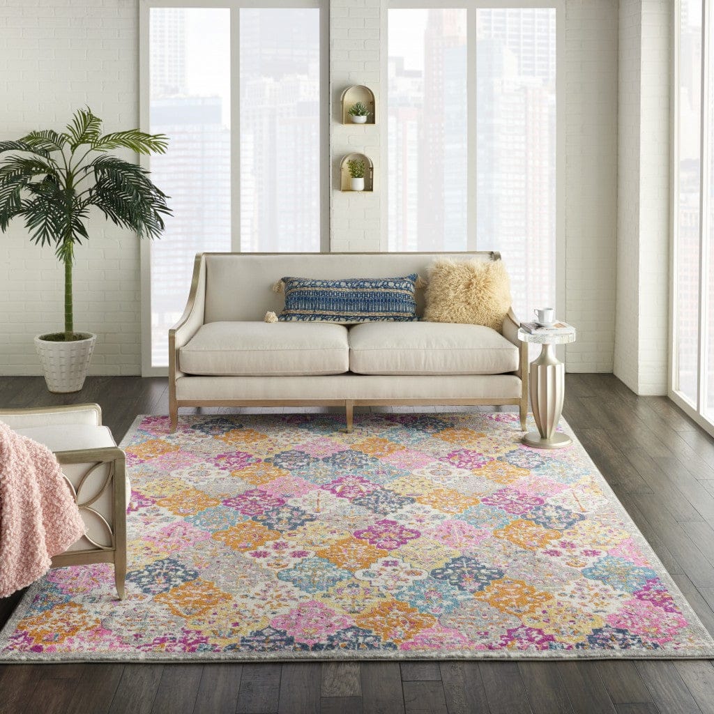 2’ X 3’ Muted Brights Floral Diamond Scatter Rug