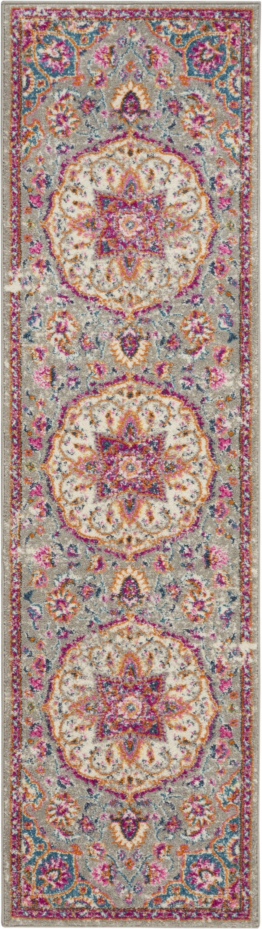 2’ X 3’ Gray And Pink Medallion Scatter Rug