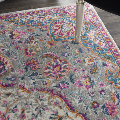 2’ X 3’ Gray And Pink Medallion Scatter Rug