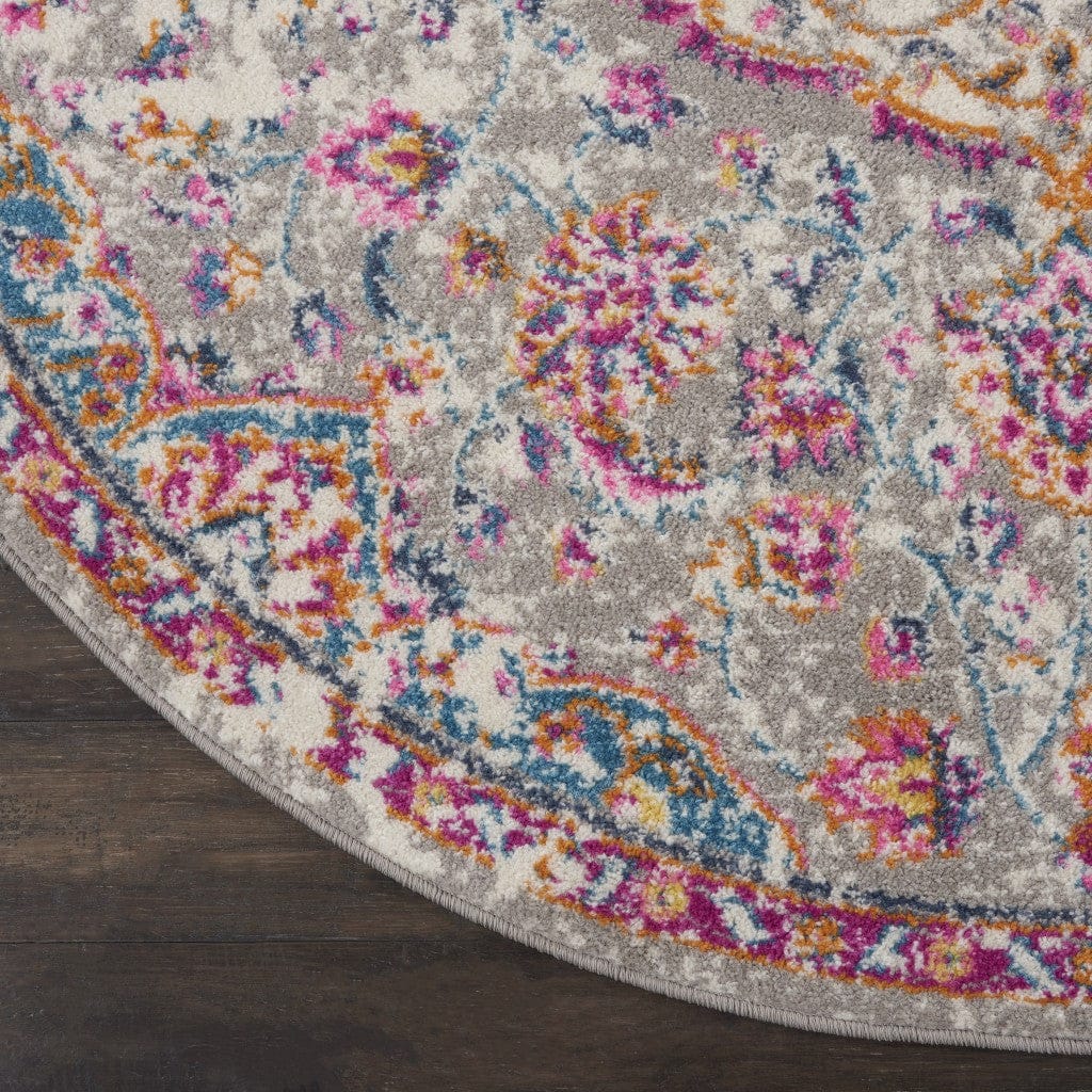 2’ X 3’ Gray And Pink Medallion Scatter Rug