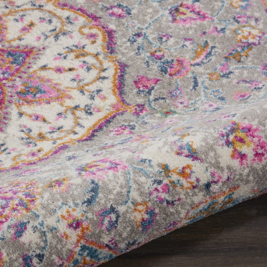 2’ X 3’ Gray And Pink Medallion Scatter Rug