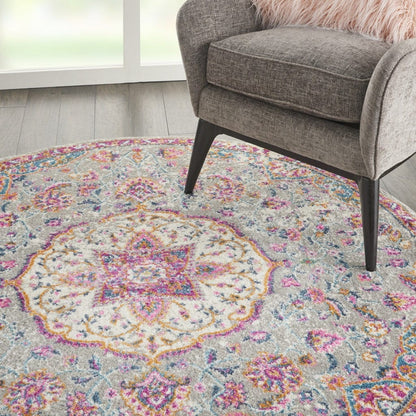 2’ X 3’ Gray And Pink Medallion Scatter Rug