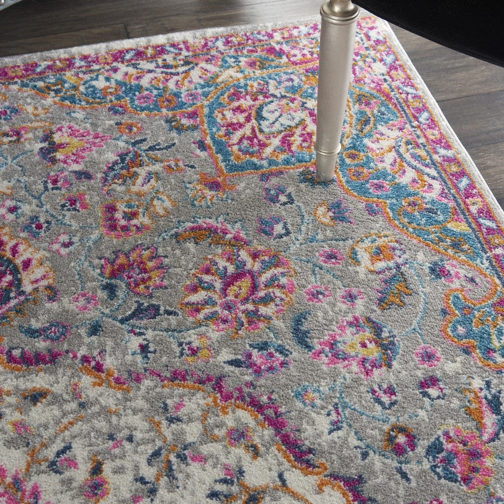 2’ X 3’ Gray And Pink Medallion Scatter Rug