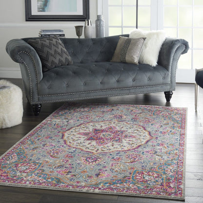 2’ X 3’ Gray And Pink Medallion Scatter Rug
