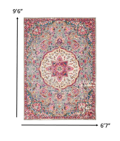 2’ X 3’ Gray And Pink Medallion Scatter Rug