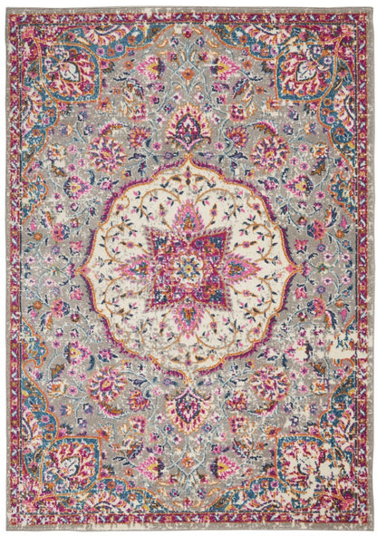 2’ X 3’ Gray And Pink Medallion Scatter Rug