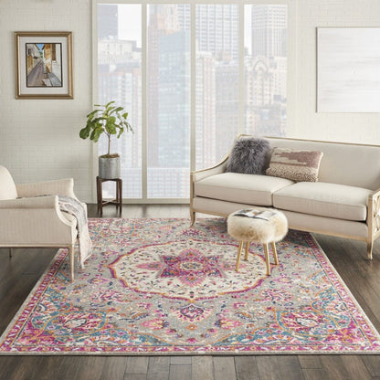 2’ X 3’ Gray And Pink Medallion Scatter Rug