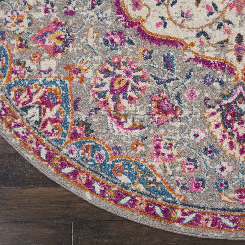 2’ X 3’ Gray And Pink Medallion Scatter Rug