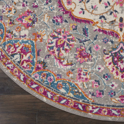 2’ X 3’ Gray And Pink Medallion Scatter Rug