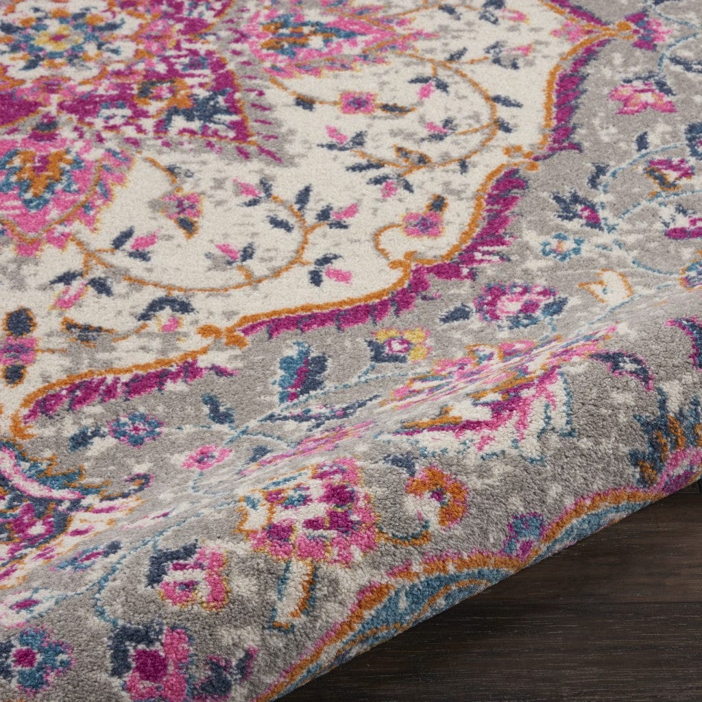 2’ X 3’ Gray And Pink Medallion Scatter Rug