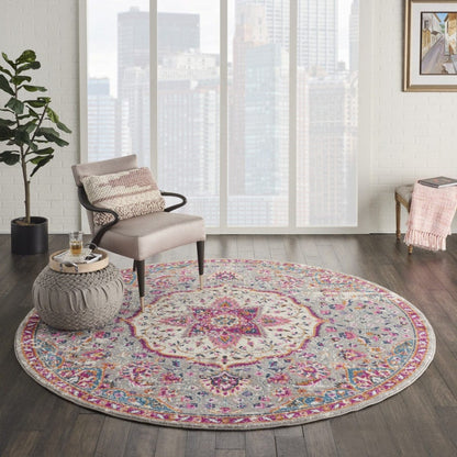 2’ X 3’ Gray And Pink Medallion Scatter Rug