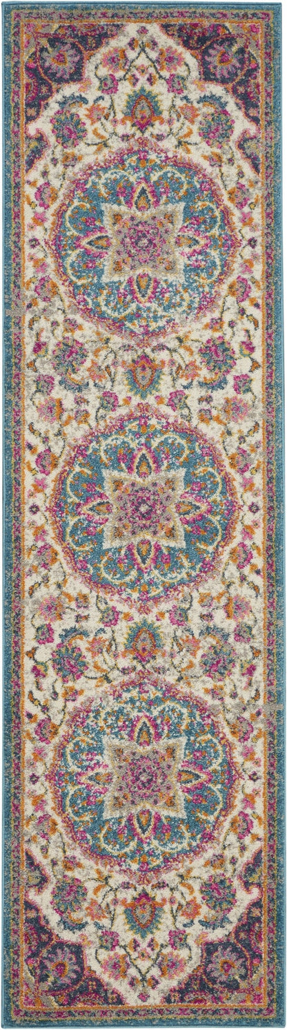 2’ X 3’ Pink And Blue Floral Medallion Scatter Rug