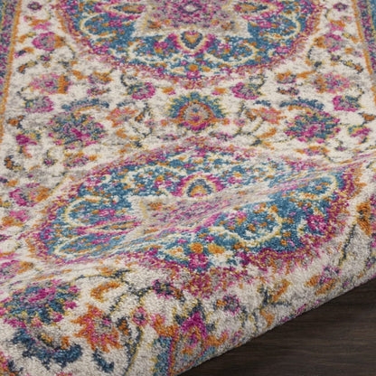 2’ X 3’ Pink And Blue Floral Medallion Scatter Rug