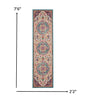 2’ X 3’ Pink And Blue Floral Medallion Scatter Rug