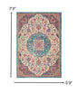 2’ X 3’ Pink And Blue Floral Medallion Scatter Rug