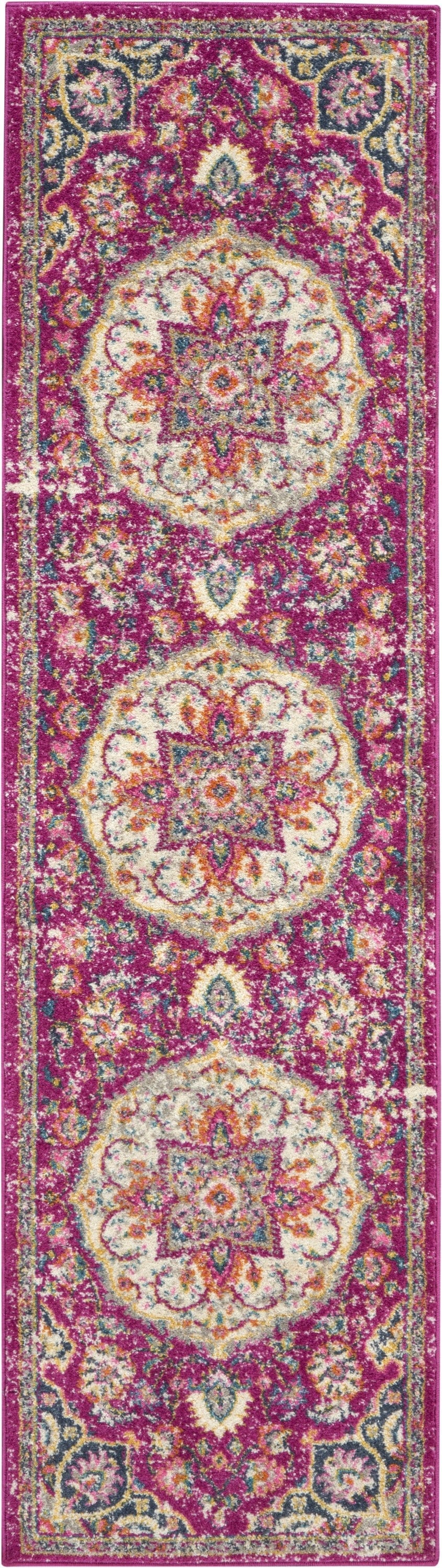 2’ X 3’ Pink And Ivory Medallion Scatter Rug