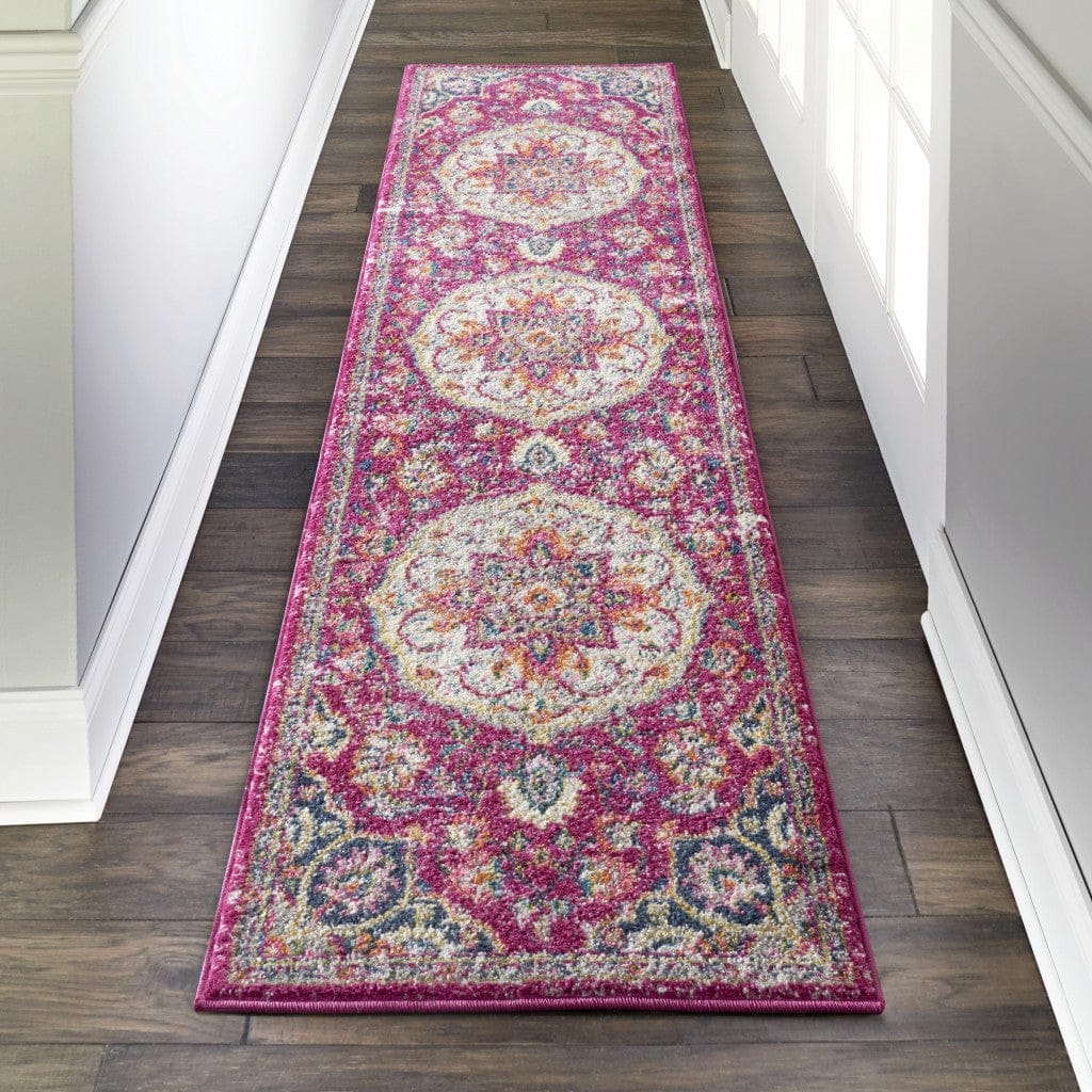 2’ X 3’ Pink And Ivory Medallion Scatter Rug