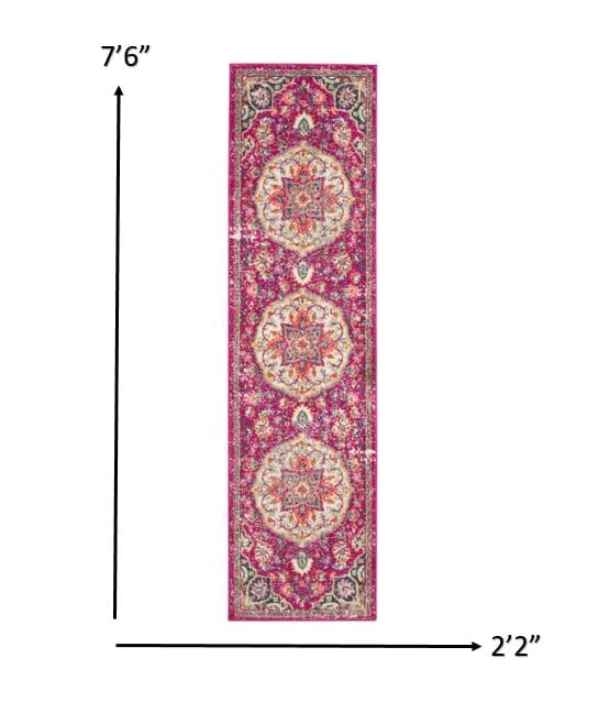 2’ X 3’ Pink And Ivory Medallion Scatter Rug