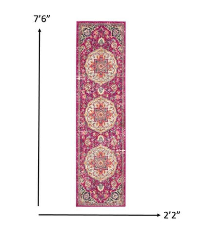 2’ X 3’ Pink And Ivory Medallion Scatter Rug